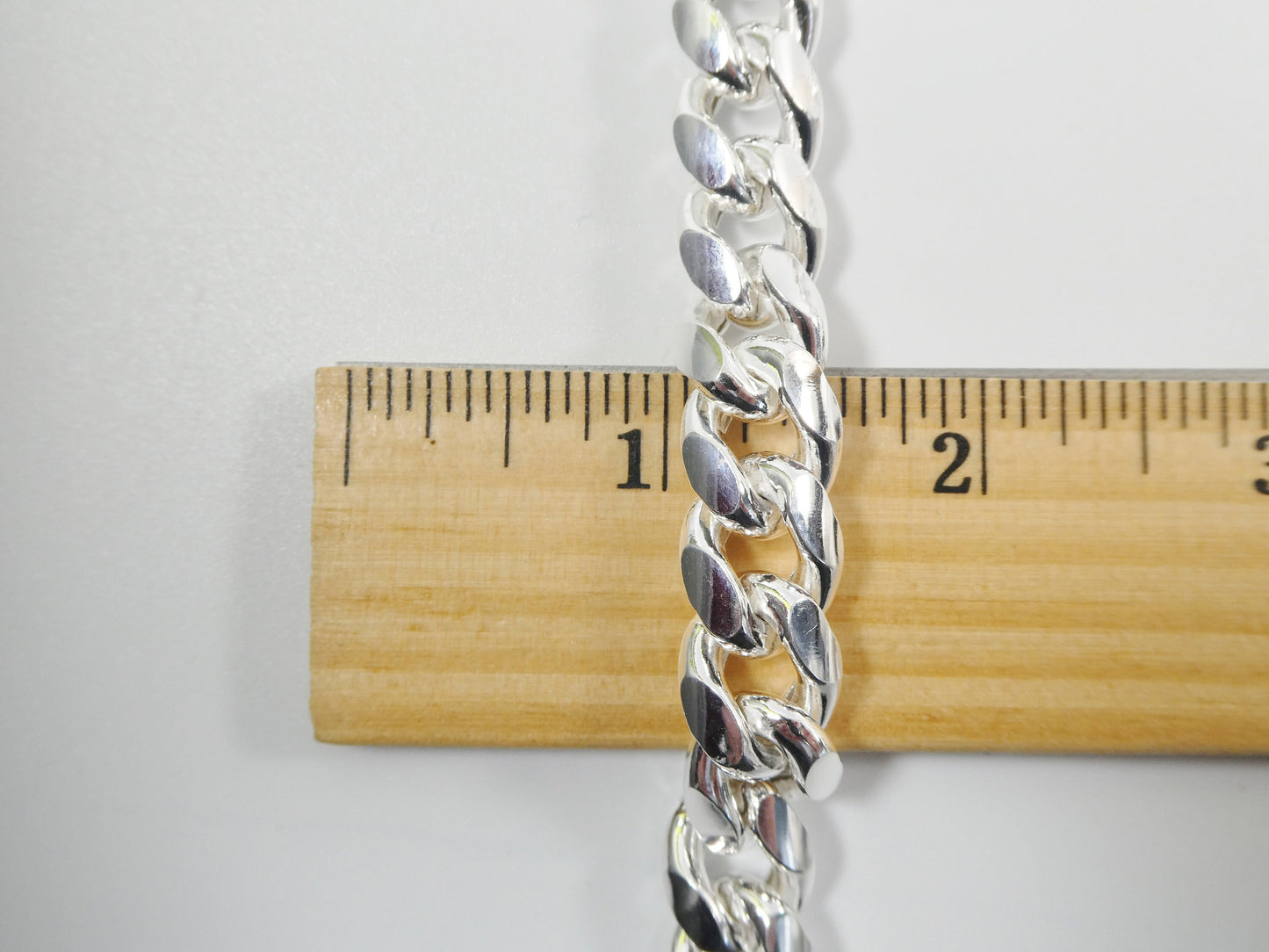 real 12mm 925 sterling silver Miami semi solid link chain box lock clasp