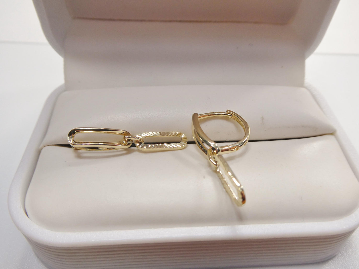 real 10k solid yellow gold designer hoop huggie earrings