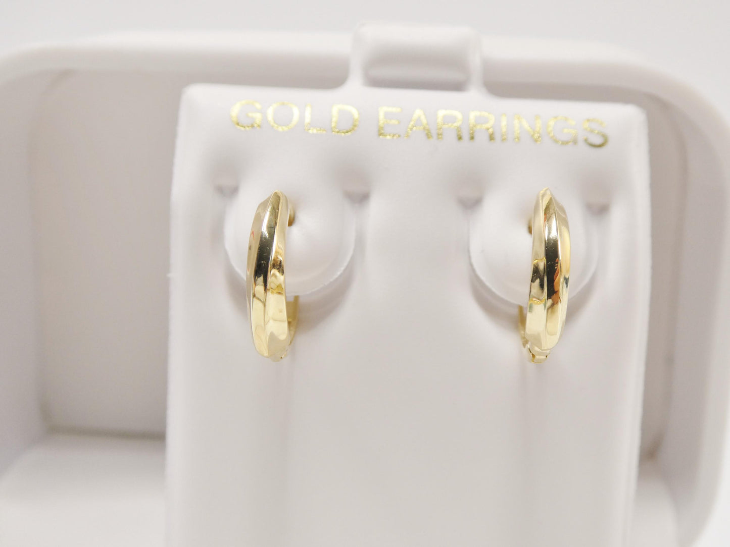 real 10k solid yellow gold designer polish hoop huggie earrings