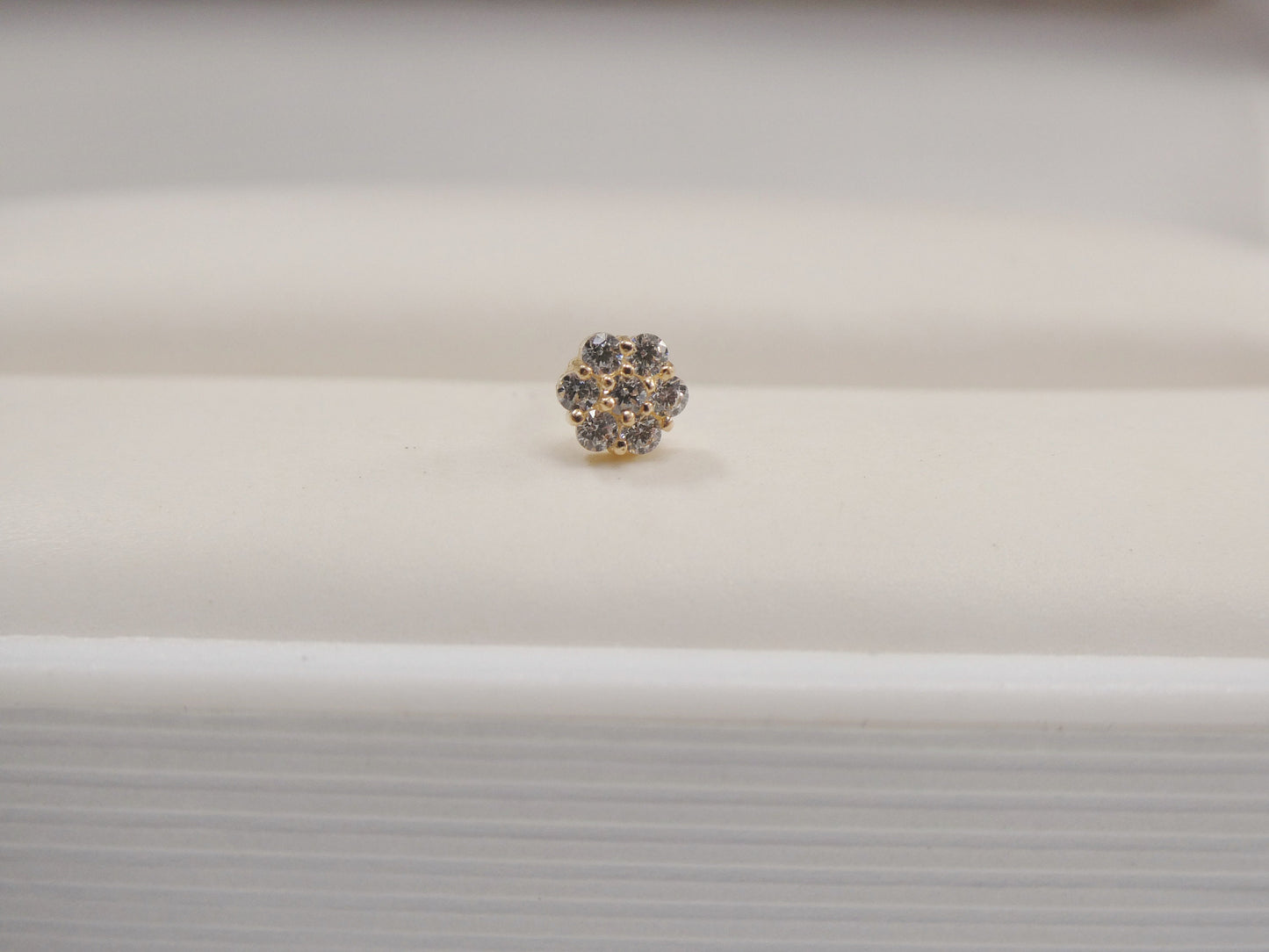 14k real solid yellow gold flower shape nose stud ring