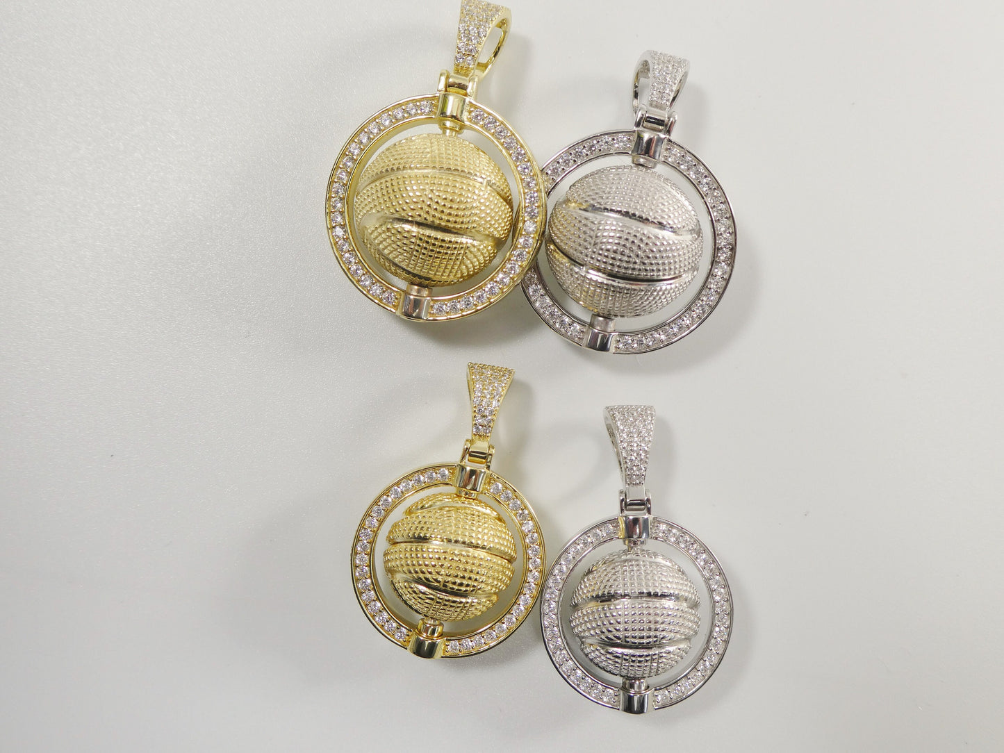 real 925 sterling silver basket ball charm pendent 14k yellow gold finish