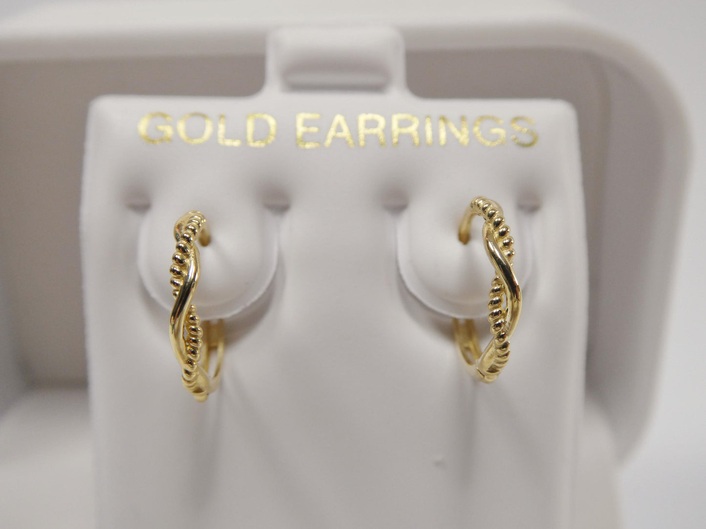 real 10k solid yellow gold designer hoop huggie earrings
