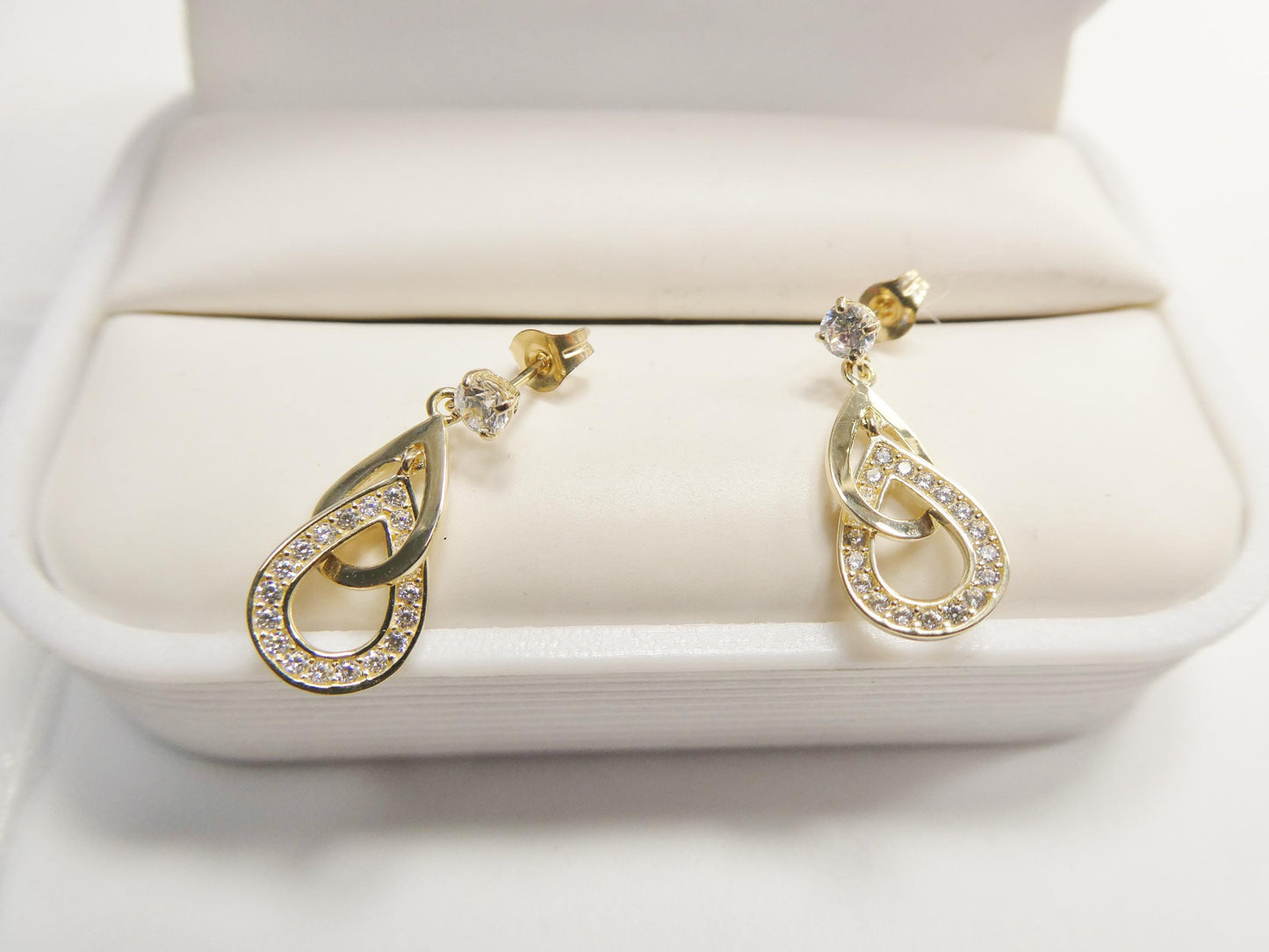 real 10k solid yellow gold design teardrop push post earrings