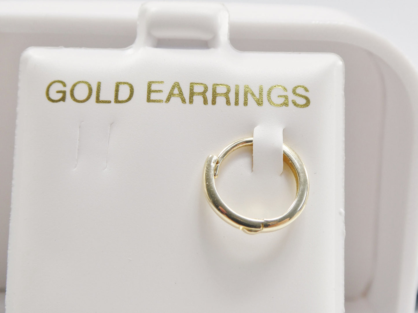 real 10k solid yellow gold 12mm high polish plain hoop huggie earring