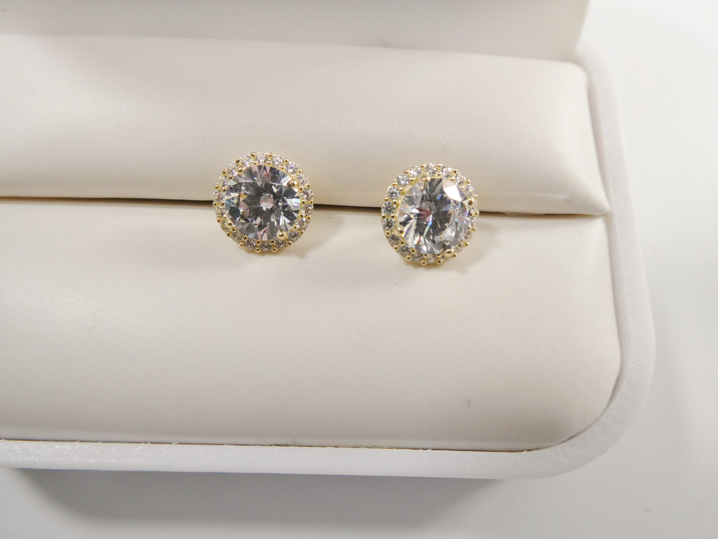 real 10k solid yellow gold screw post circle stud earrings