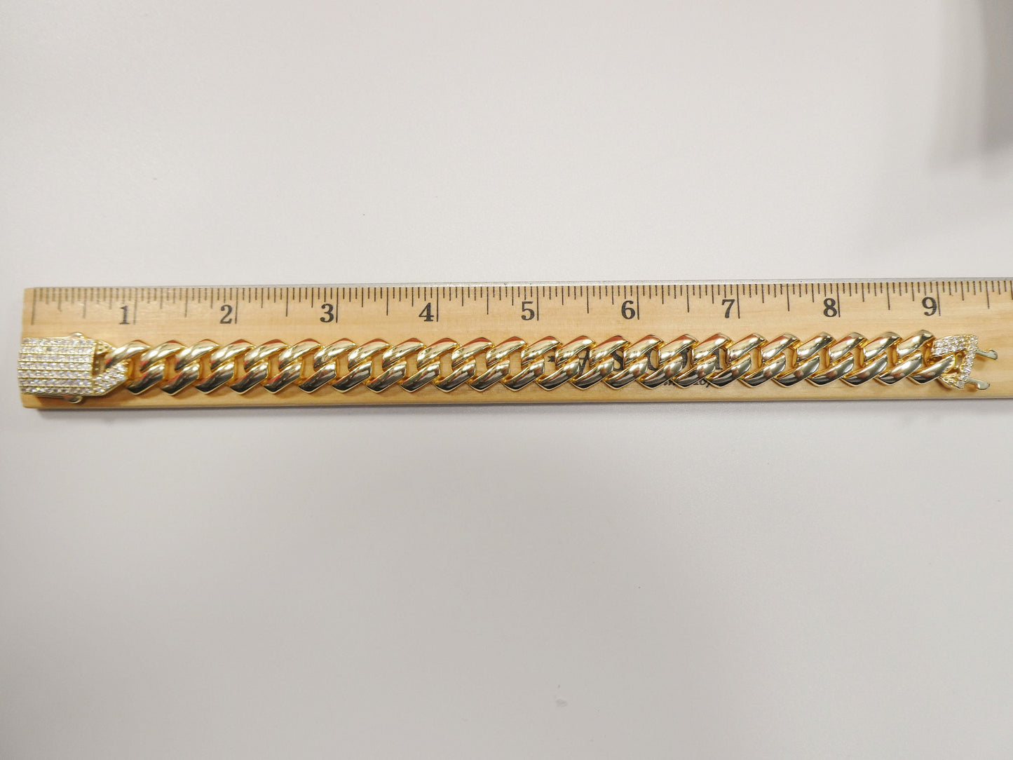14MM real 925 sterling silver 14k yellow gold color Monaco bracelet