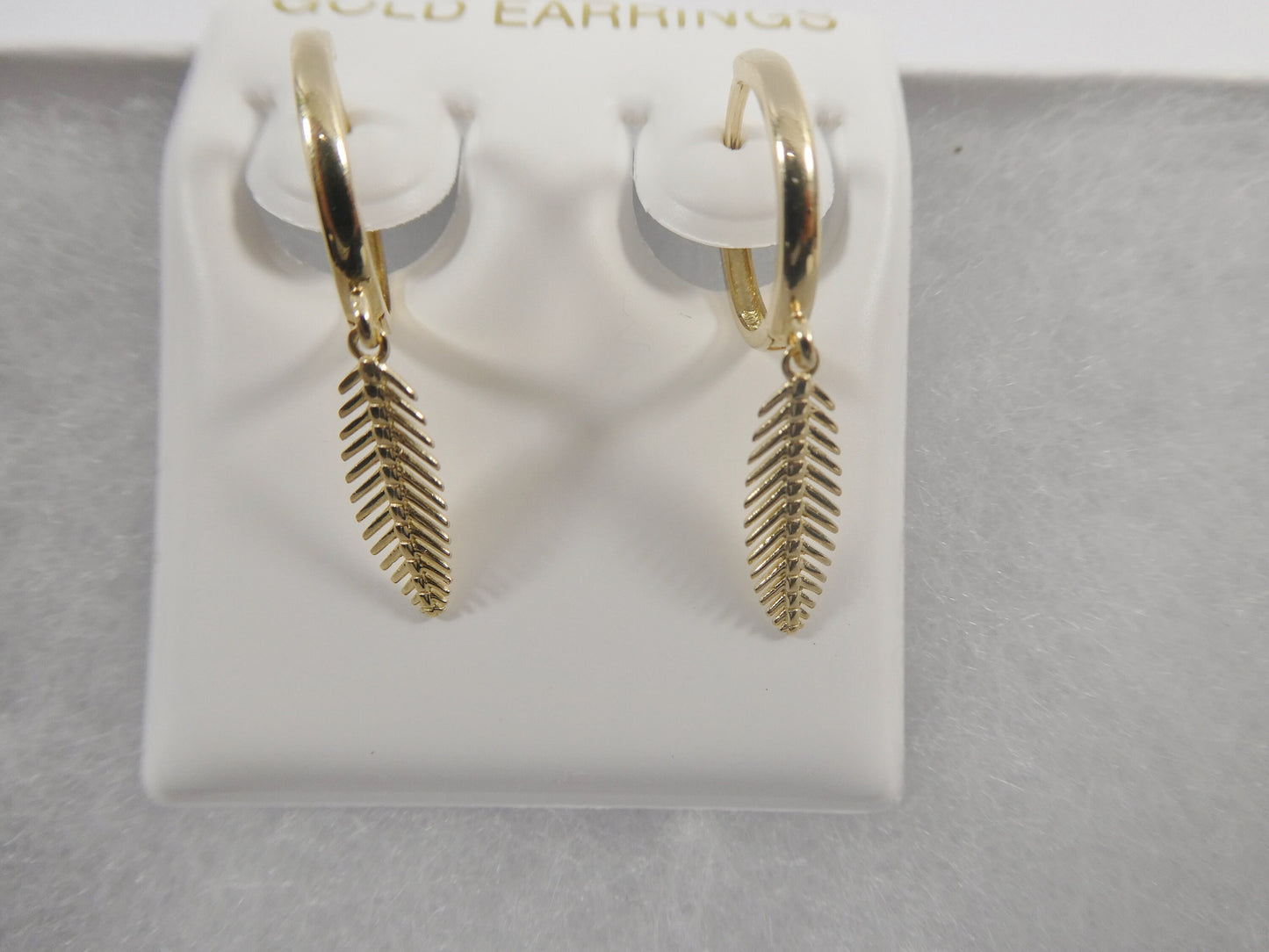 10k real yellow gold wheat dangle plain huggie earring