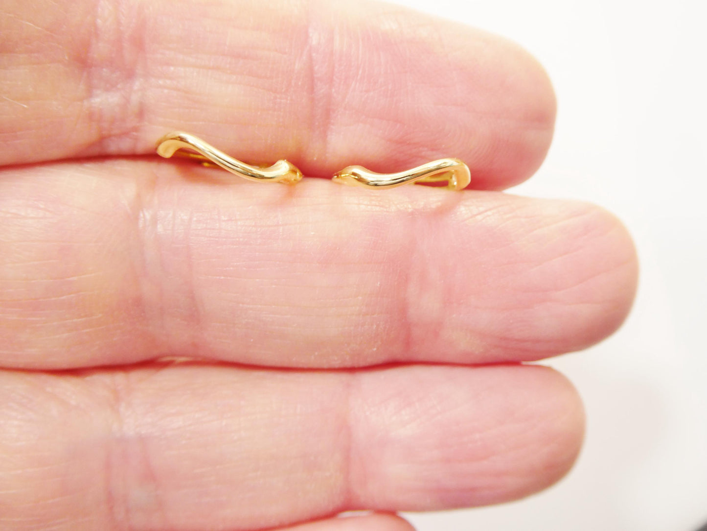 real 10k solid yellow gold designer hoop huggie earrings