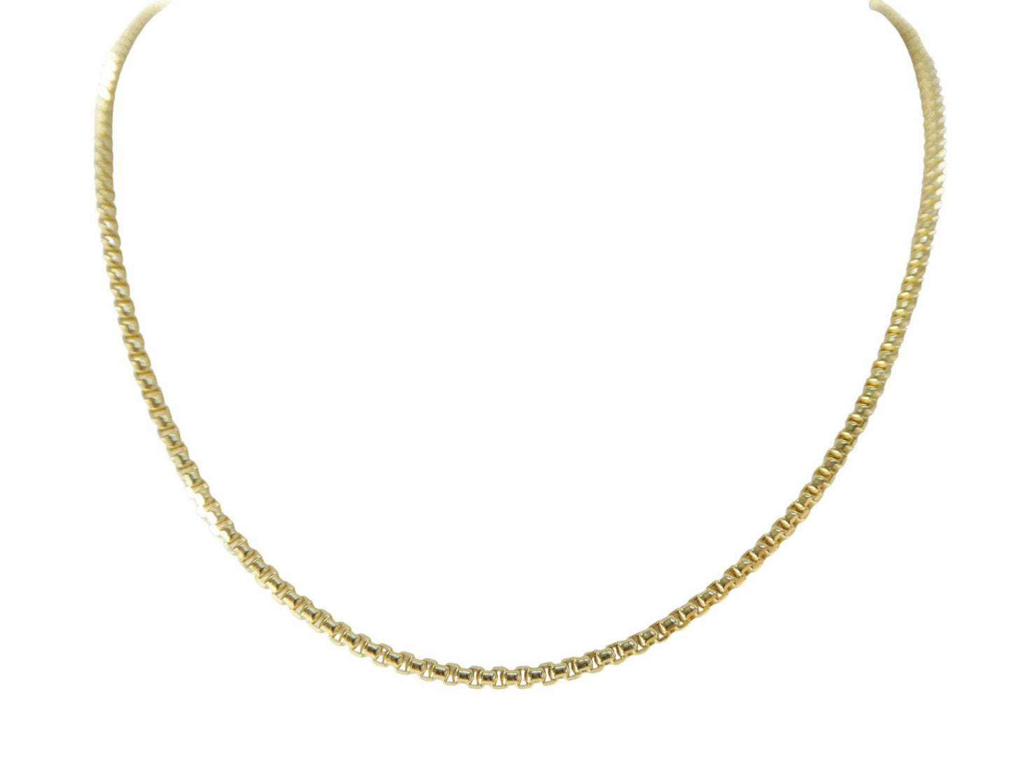 10k real solid yellow gold tiny small 2MM round box chain necklace