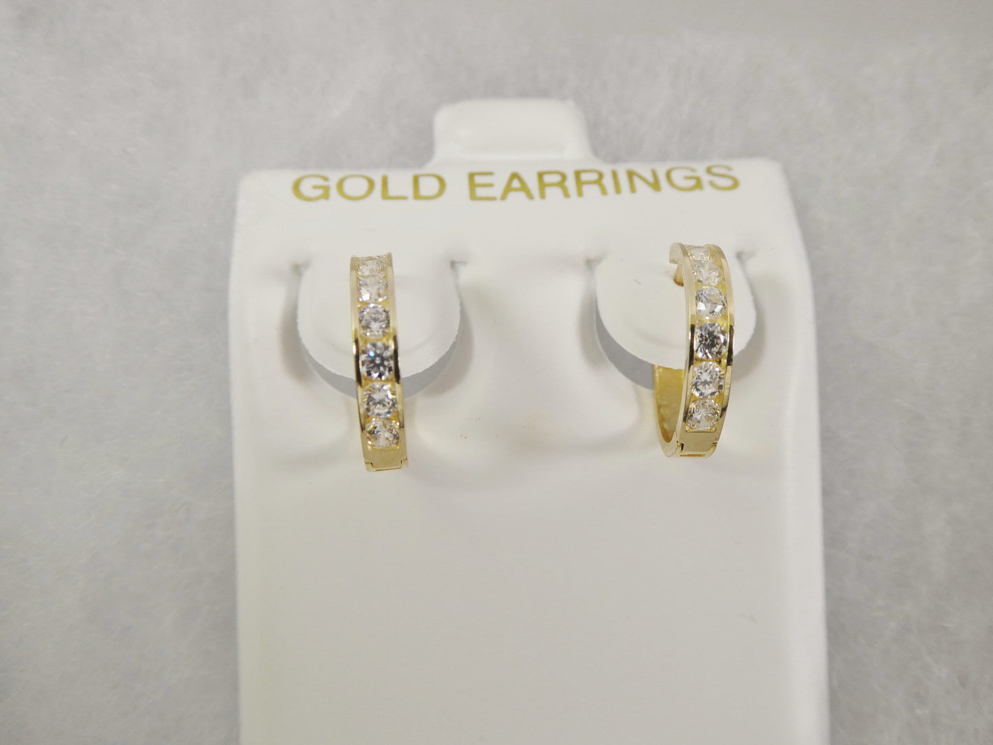 real 10k solid yellow gold 13mm prong setting huggie hoop earrings