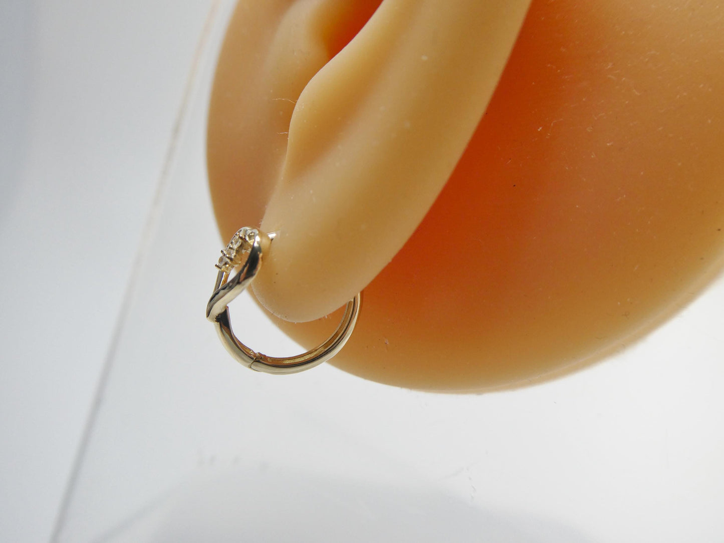 real 10k solid yellow gold designer heart flower hoop huggie earrings