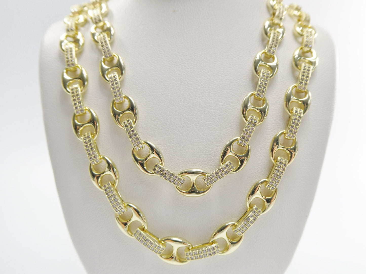 14k gold filled yellow gold puffed mariner LINK necklace