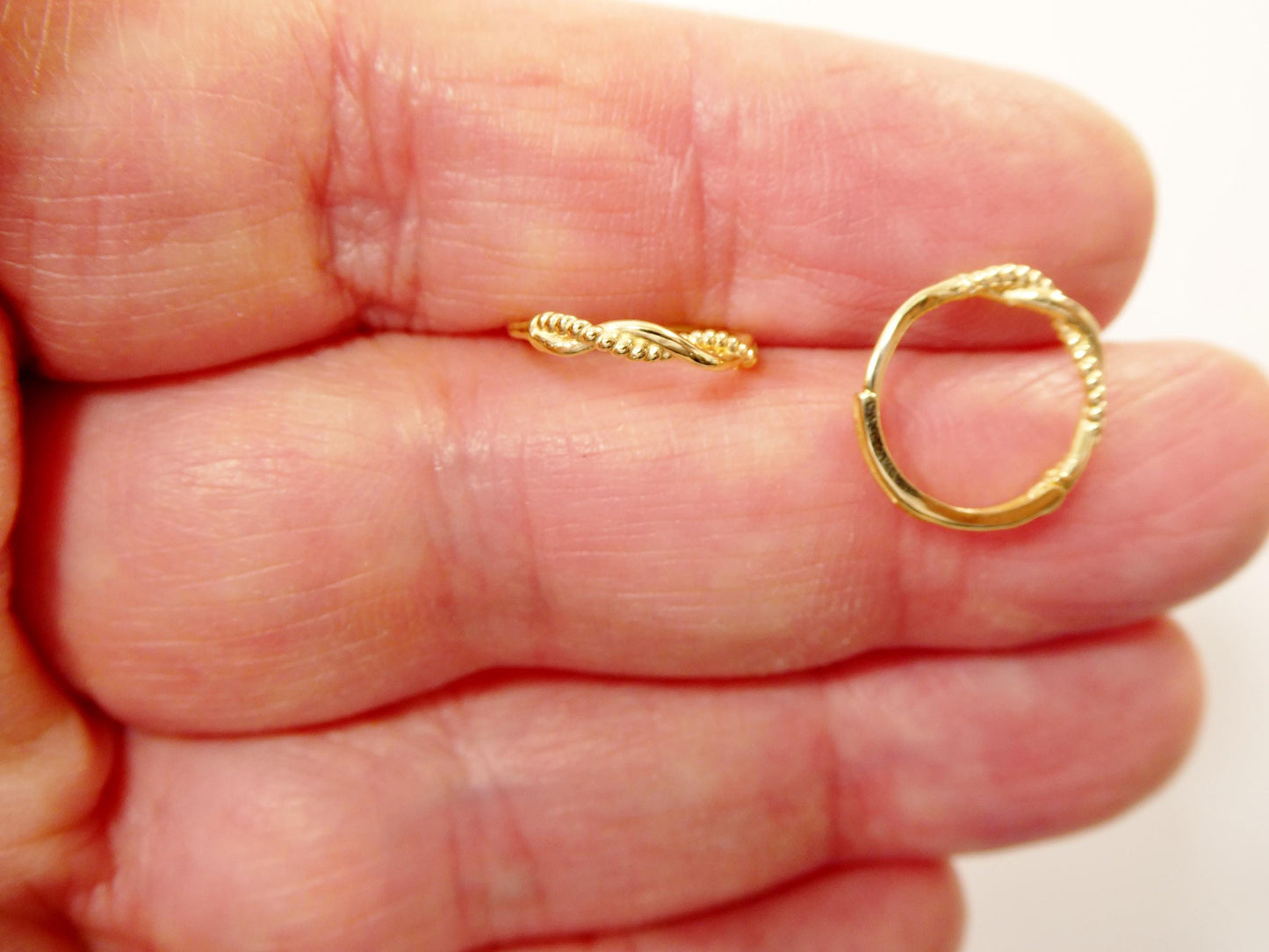 real 10k solid yellow gold designer hoop huggie earrings