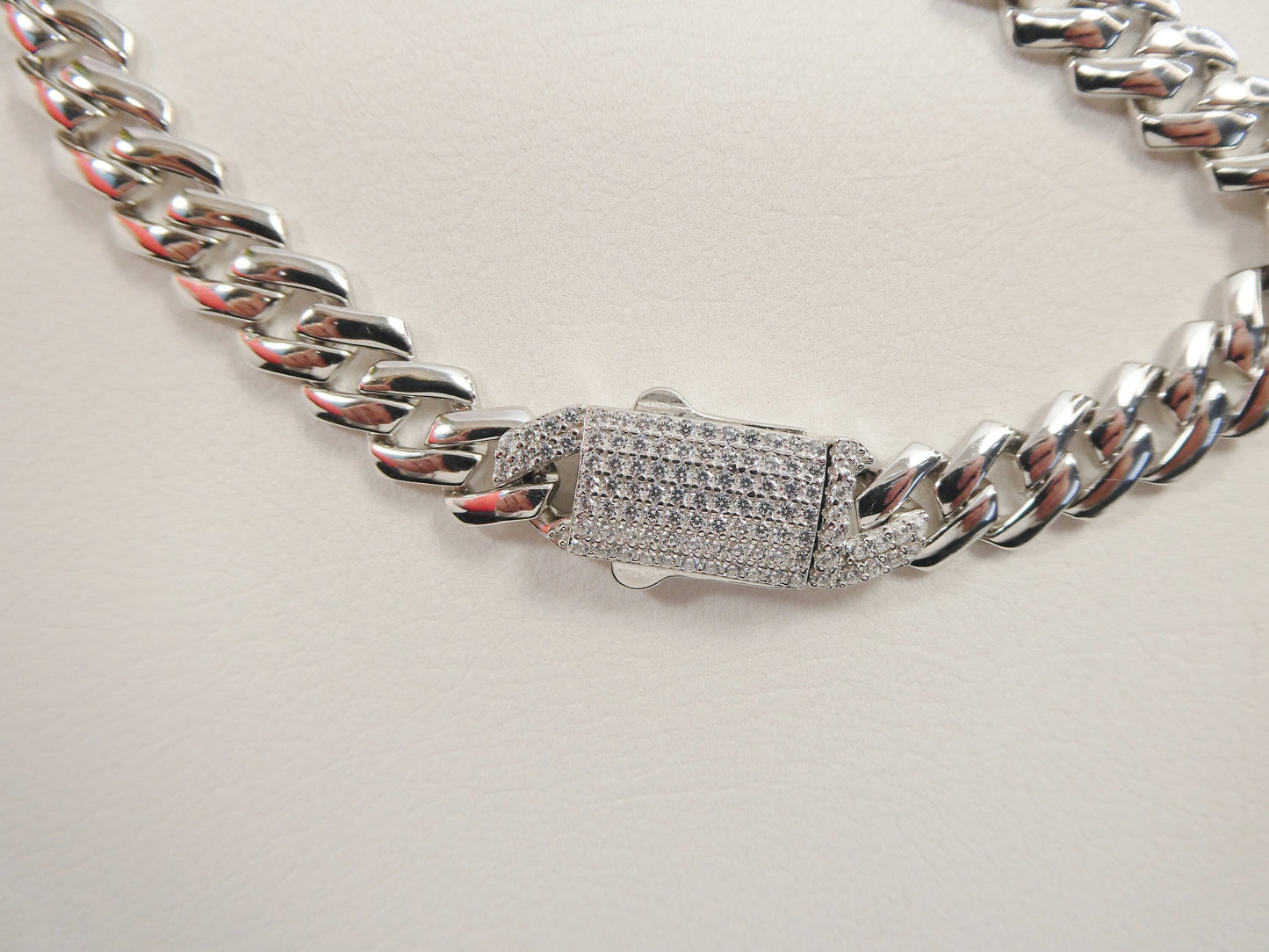 14k white gold color tone Monaco set necklace and bracelet over real 925 sterling silver