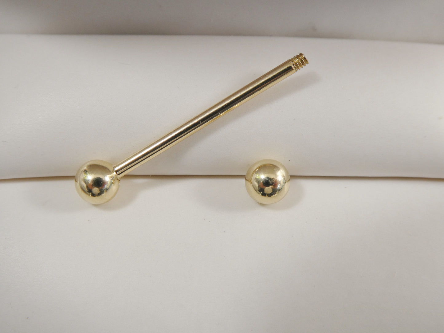 14k real solid yellow gold 20MM / 22MM straight barbell tongue belly button ring piercing