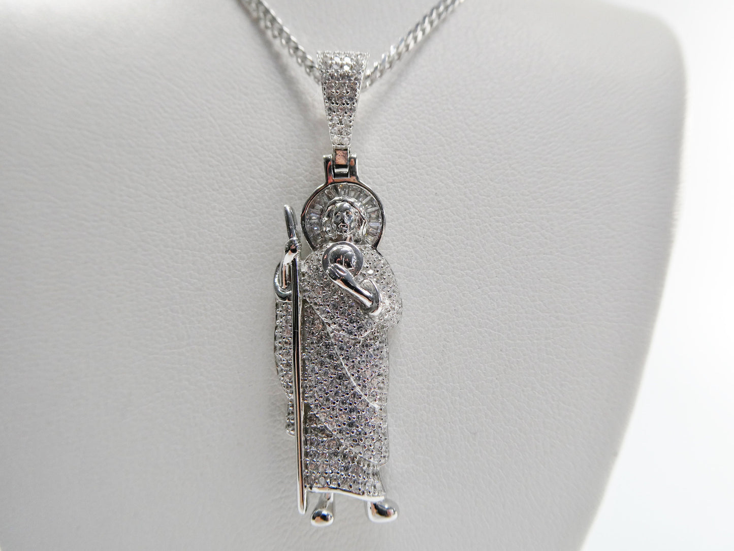 real 925 sterling silver 18 inch curb chain and saint jude pendent charm