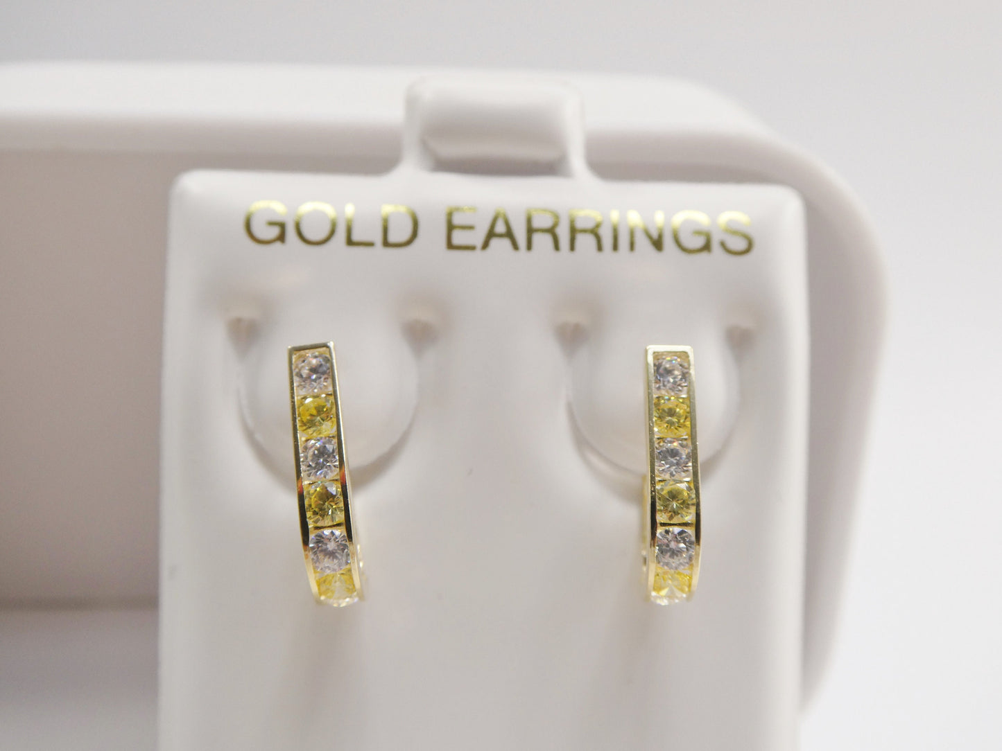 real 10k solid yellow gold birthstone color straight line French back earrings