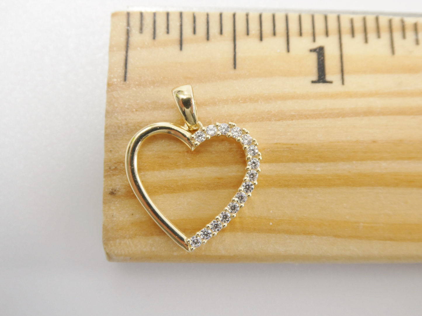 14k real solid yellow gold heart high polish charm pendent