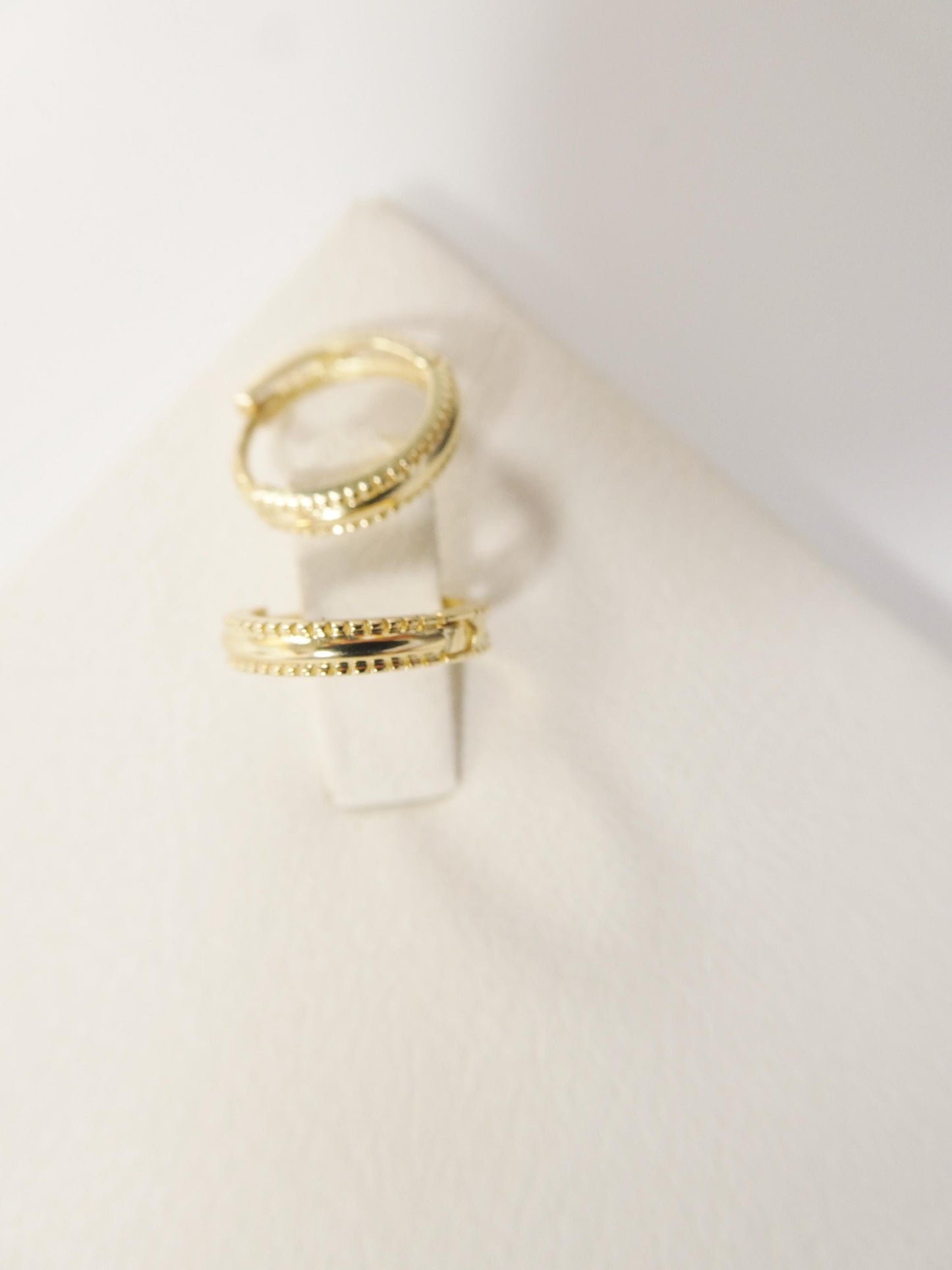 real 10k solid yellow gold designer hoop huggie earrings