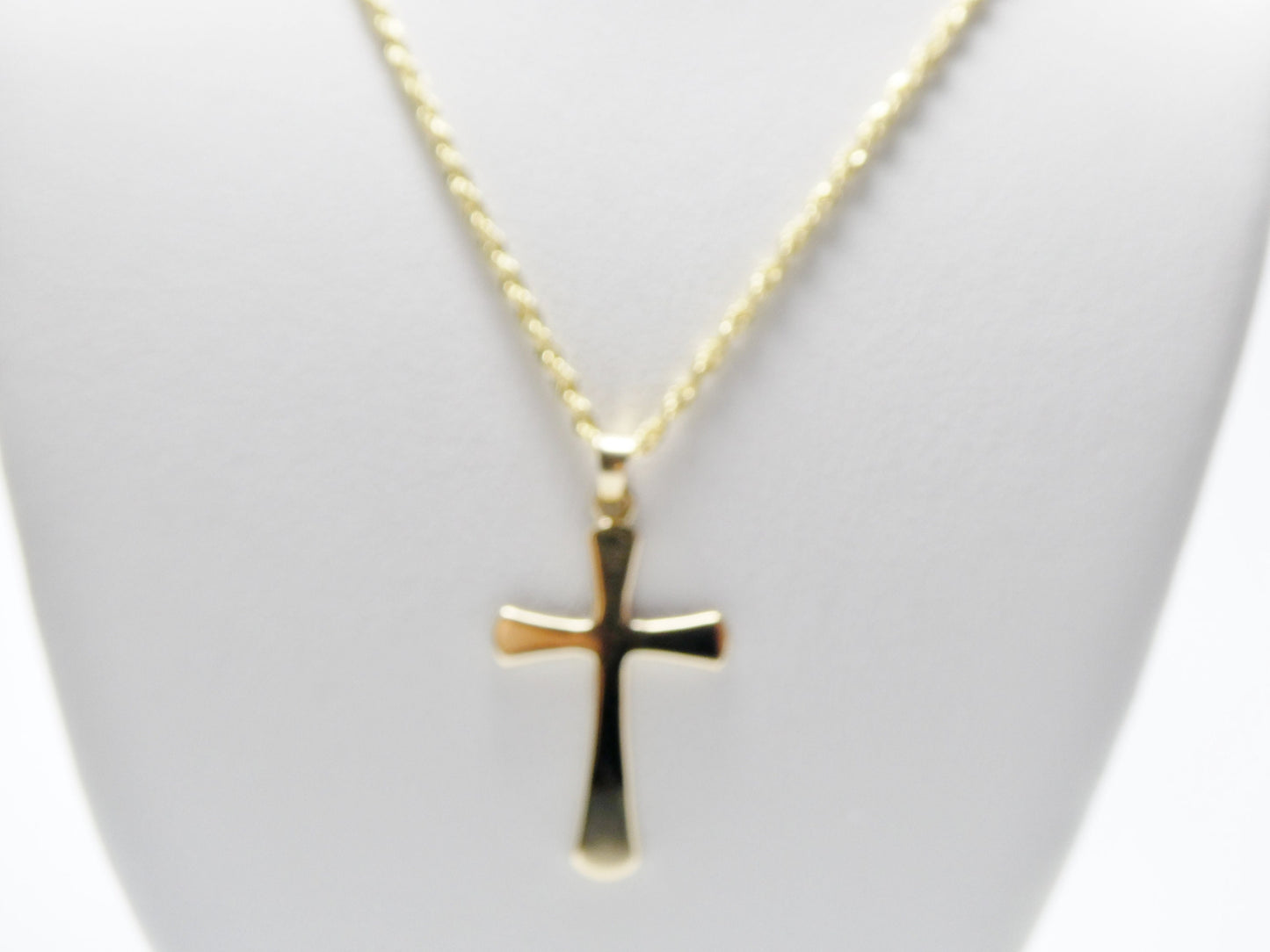 14k real solid yellow gold super polish cross pendent and robe necklace