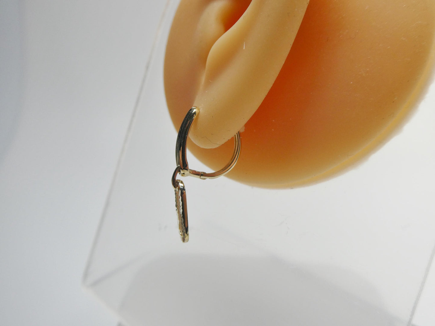 real 10k solid yellow gold designer hoop huggie earrings
