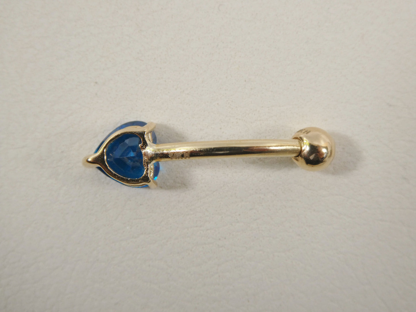14k real solid yellow gold heart color belly ring