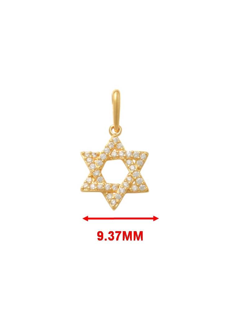 14k real solid yellow gold star David pendent and rope necklace