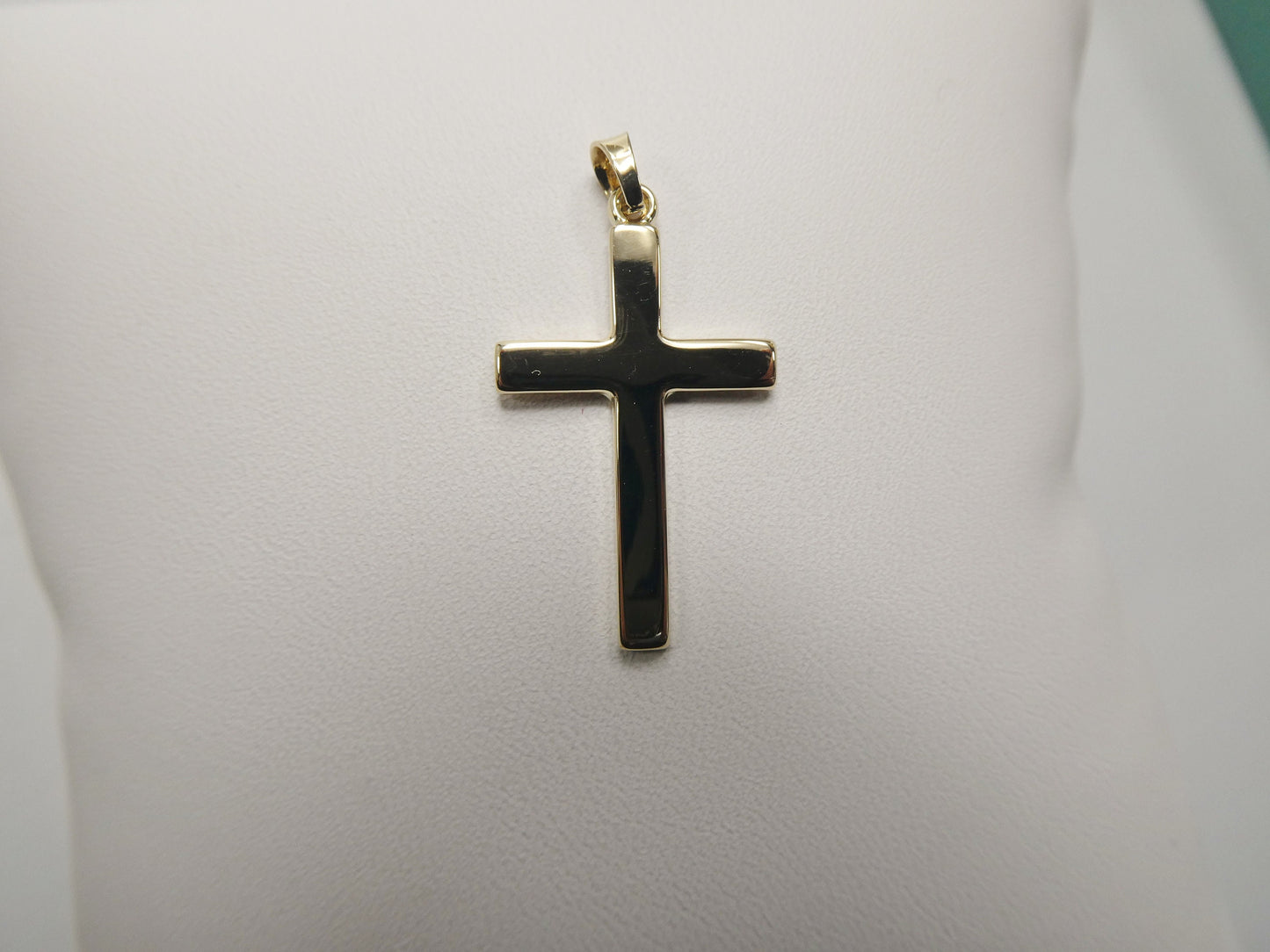 14k real solid yellow gold super polish cross pendent and robe chain necklace
