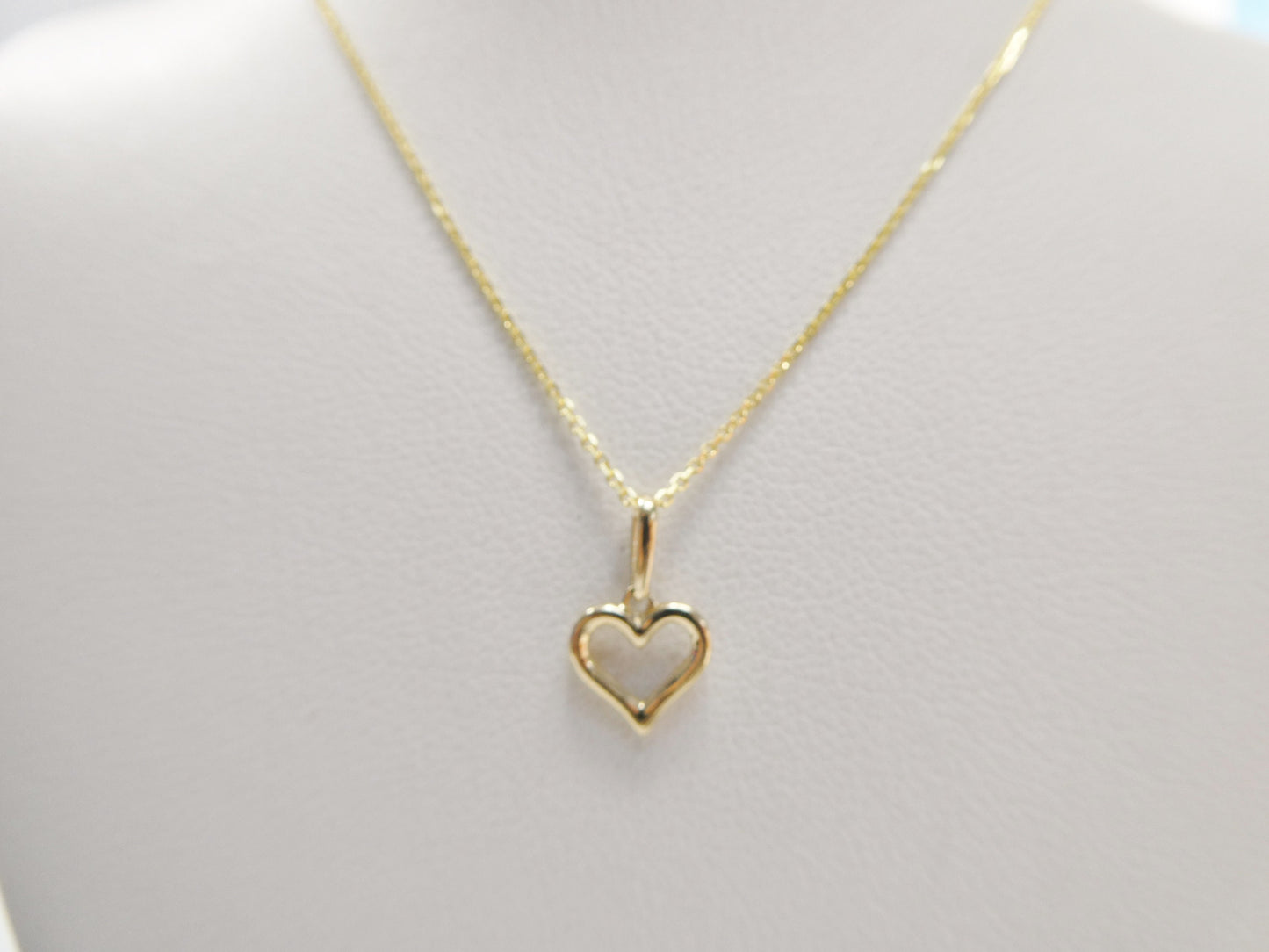 14k real solid yellow gold small heart pendent and cable necklace