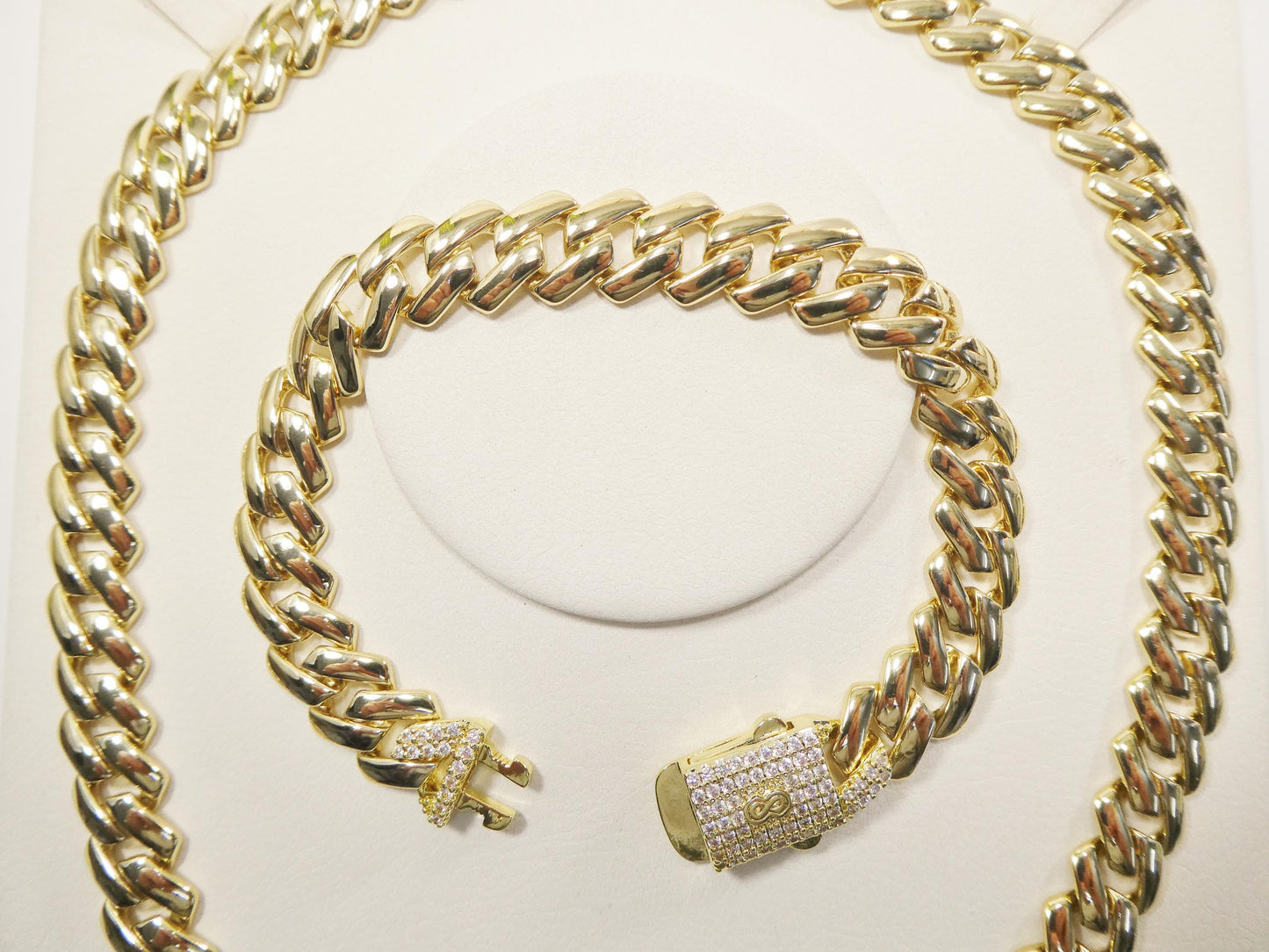 14k gold filled 12mm Monaco Cuban necklace set