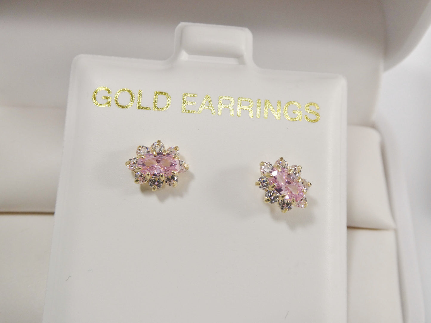 10k real solid yellow gold screw back children earring birth stone oval shape