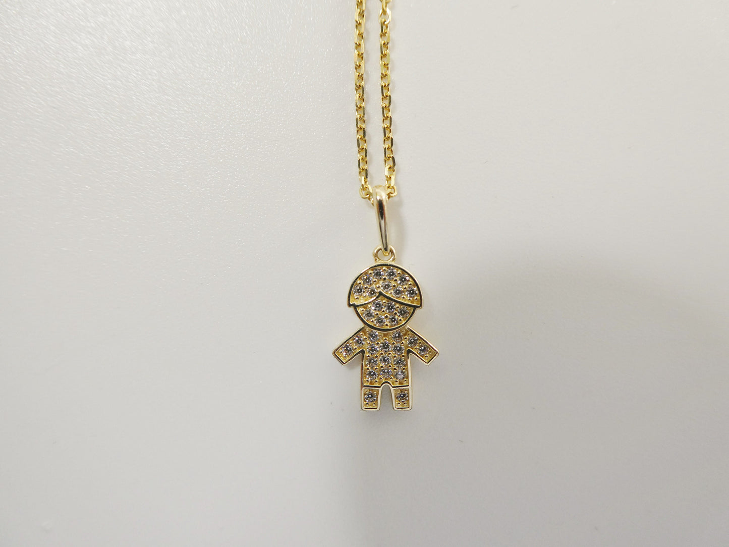 10k real solid yellow gold small boy pendent and 18 inch cable necklace