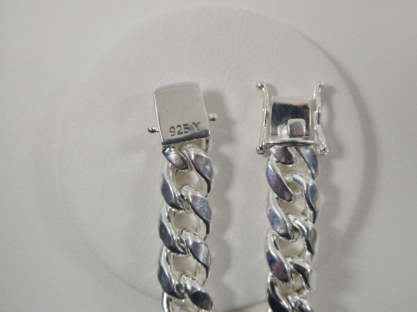 real 10mm 26 INCH 925 sterling silver men SEMI SOLID Miami link chain box lock clasp