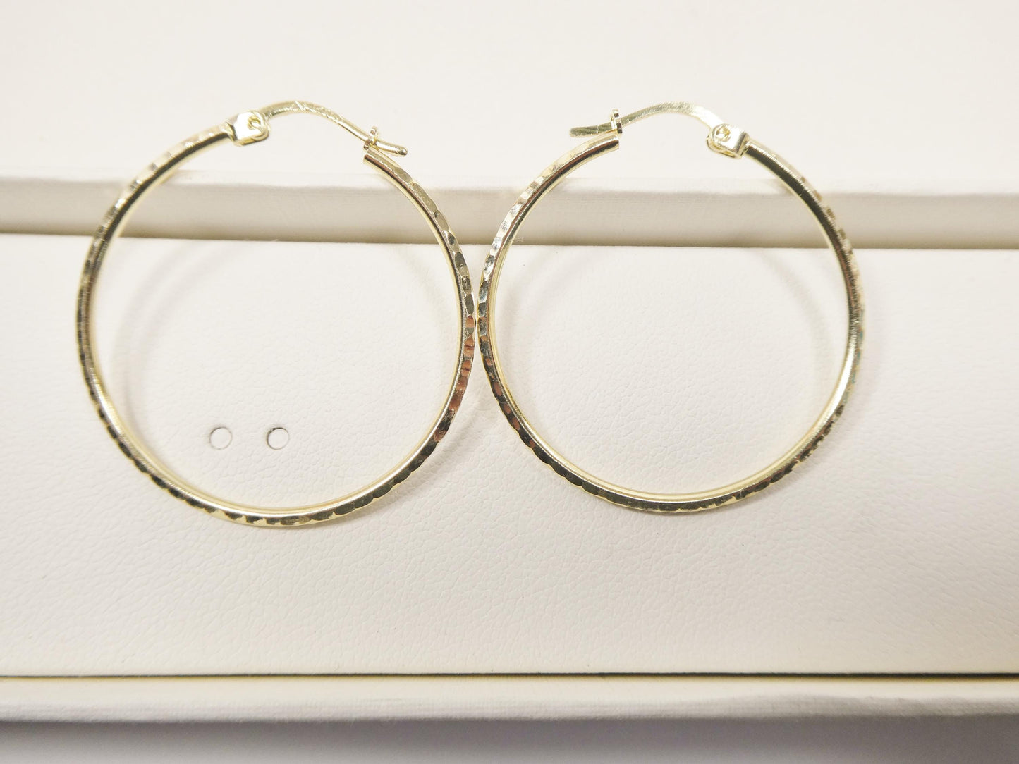 10k real solid yellow gold full diamond cut hoop earrings