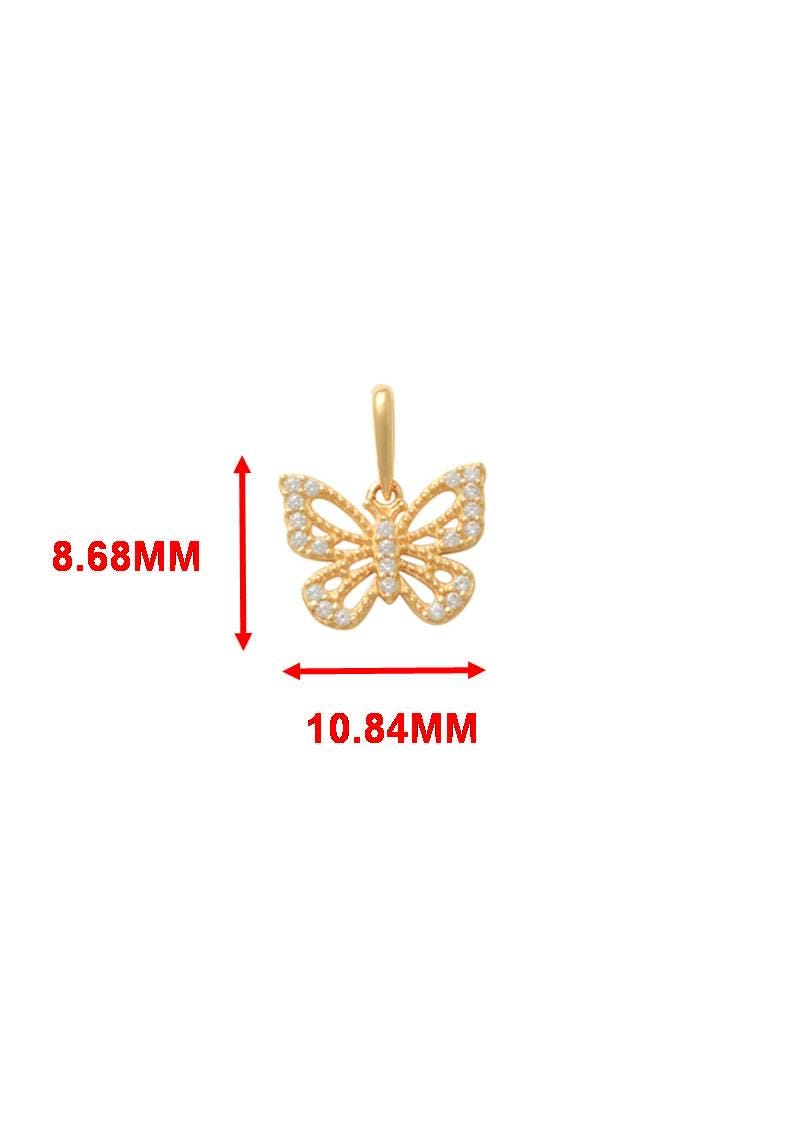 14k real solid yellow gold butterfly pendent and rope necklace