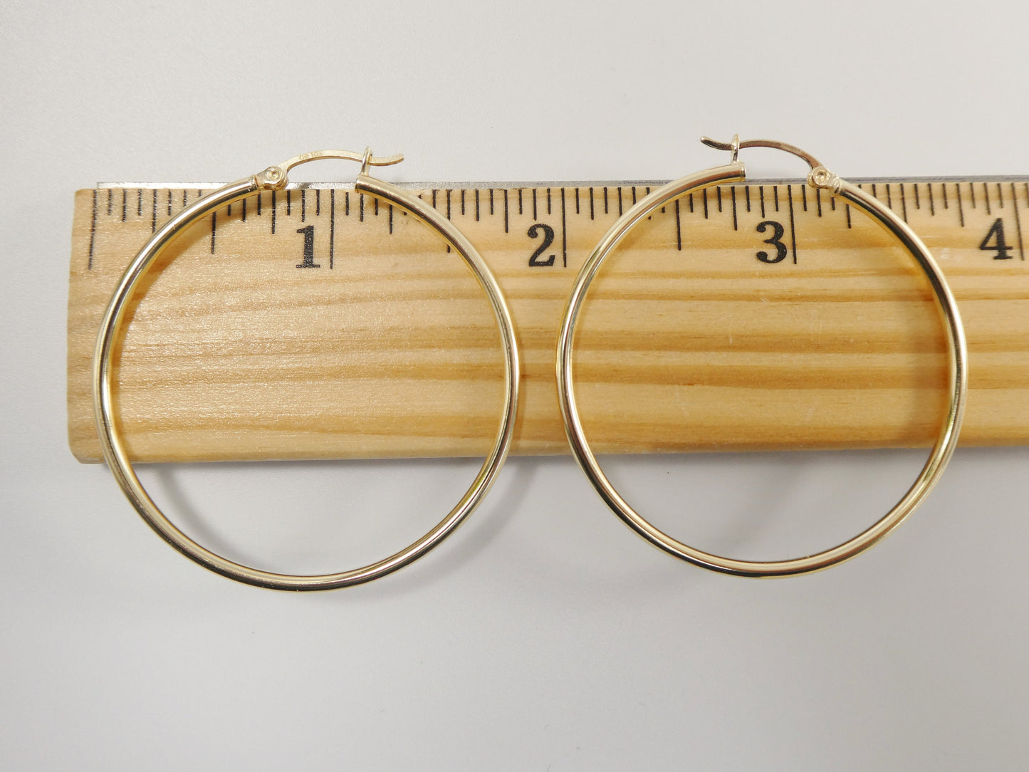 real 10k solid yellow gold plain high polish 45mm hoop earring