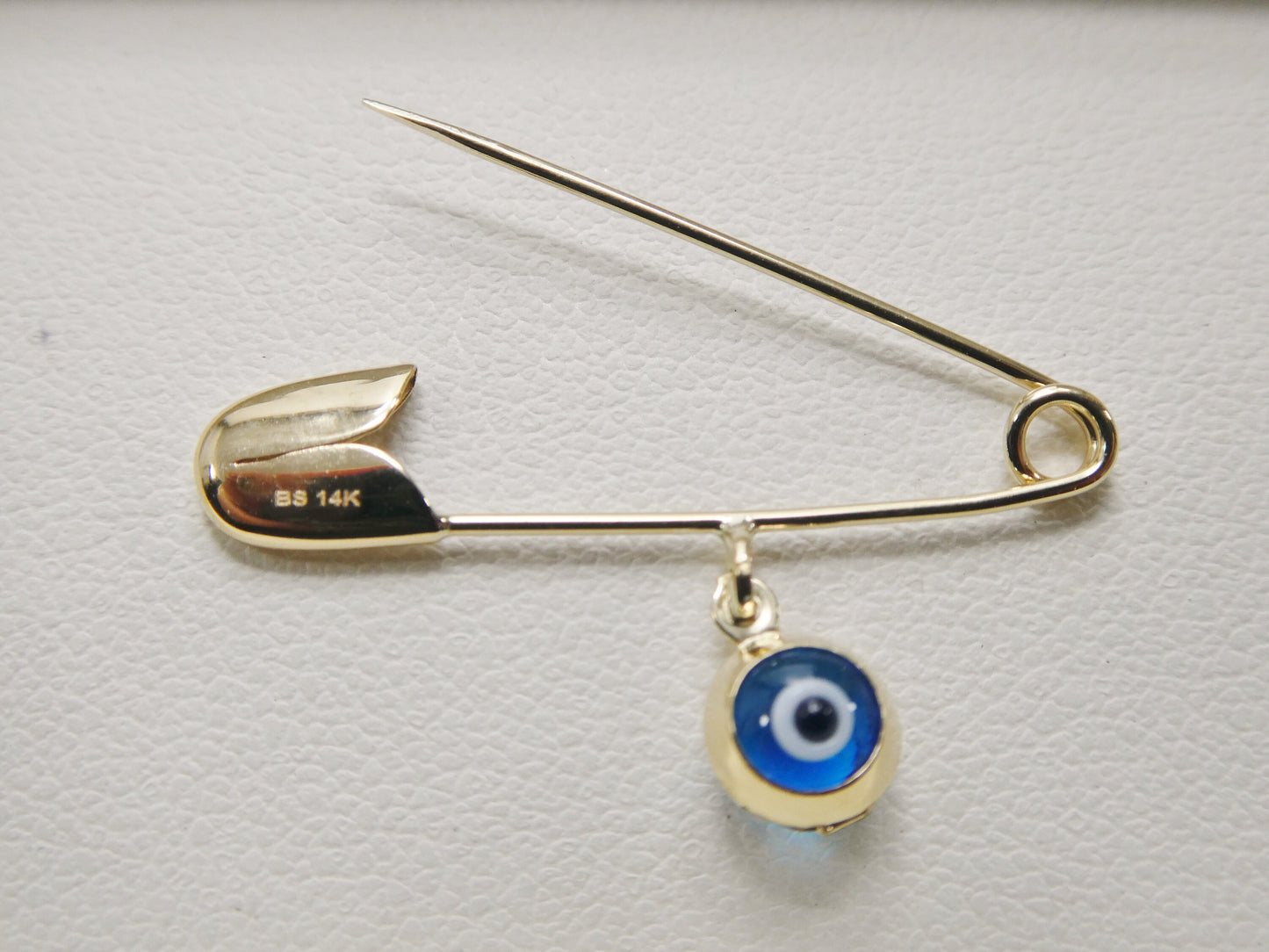 14k real solid yellow gold baby evil eye newborn pin brooch