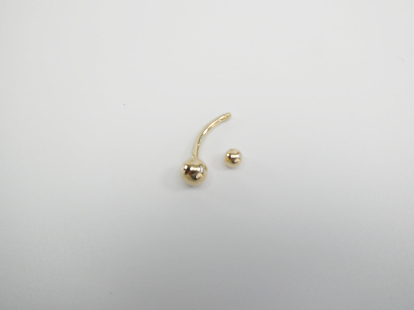 14k real solid yellow gold plain ball belly ring