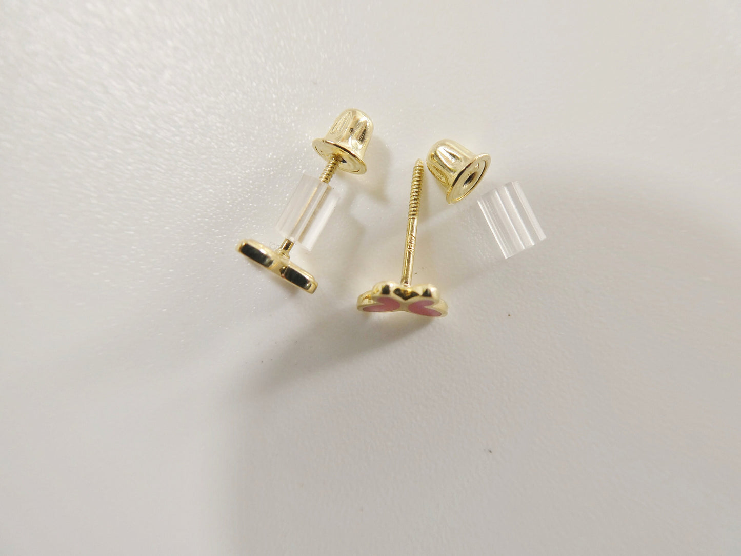 10k real solid gold kids enamel butterfly screw post earrings
