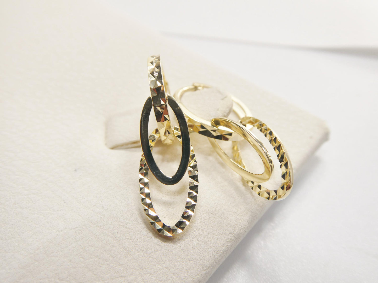 real 10k solid yellow gold designer hoop huggie earrings