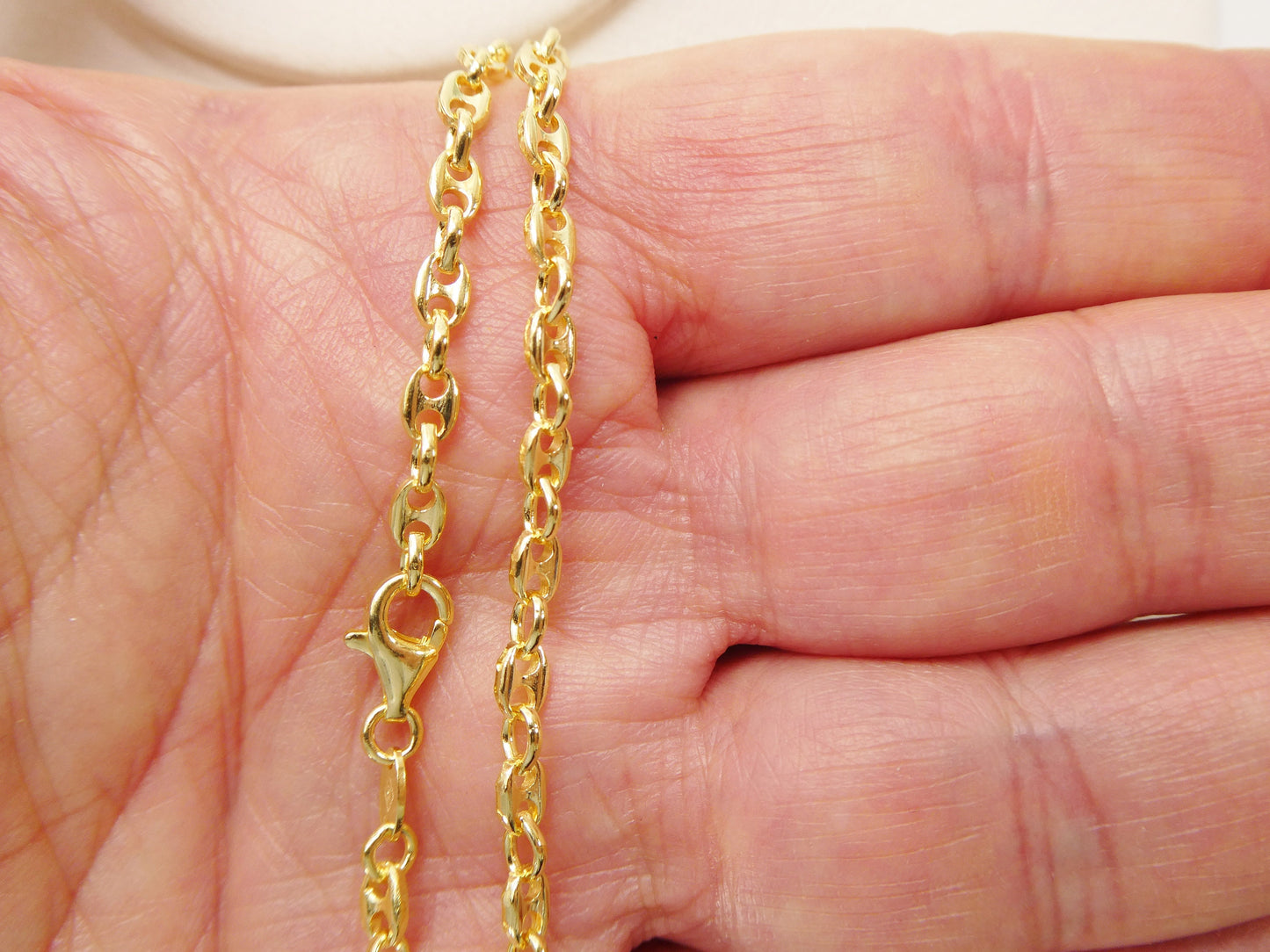 Real 925 sterling silver 10 inch mariner anklet 14k yellow gold finish