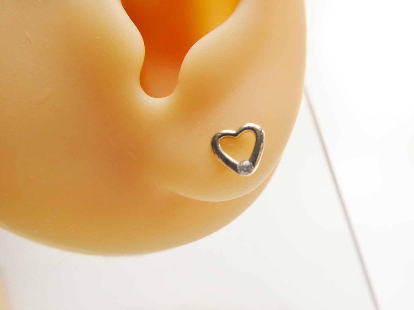 10k real solid gold heart micro fave setting push back earrings