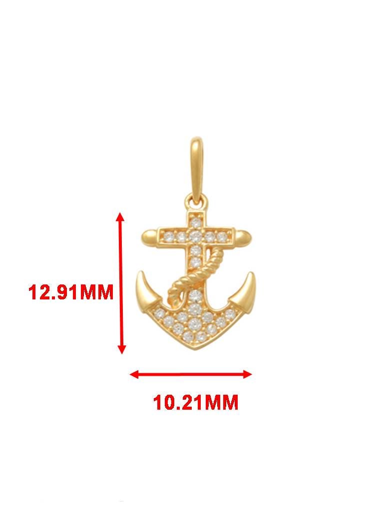 14k real solid yellow gold anchor pendent and rope necklace