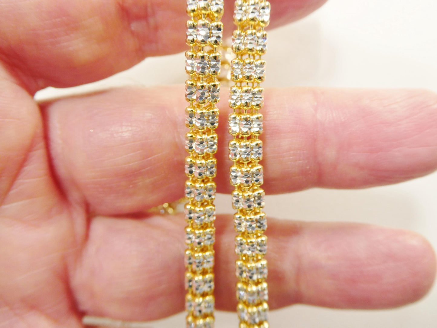 real 925 sterling silver 5mm diamond cut ice link anklet bracelet