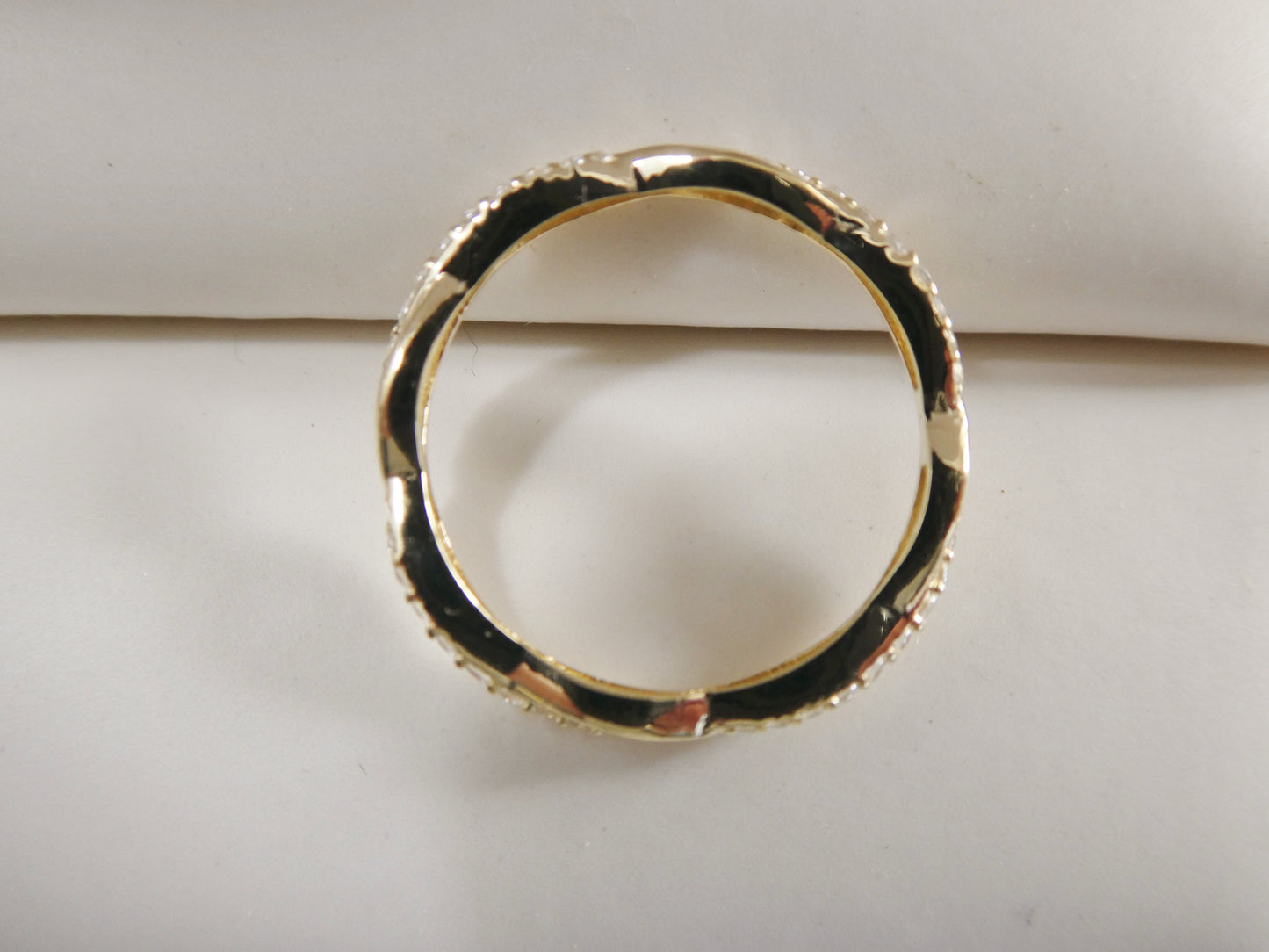 real 14k solid yellow gold women's classic micro pave setting pinky ring