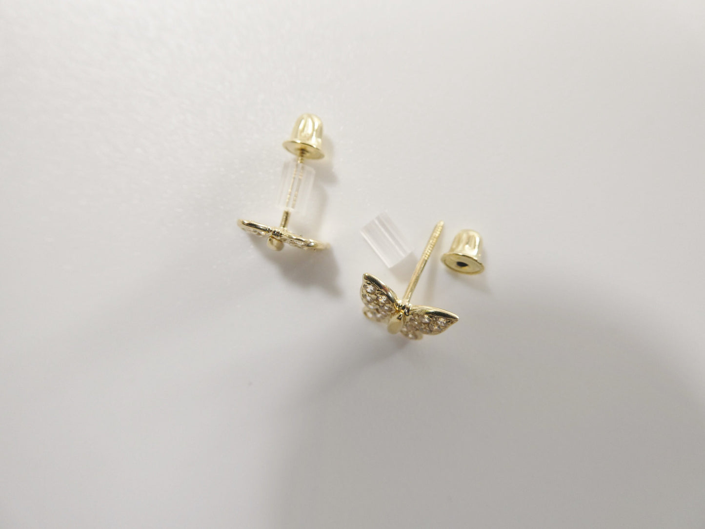 10k real solid gold kids butterfly screw post earrings