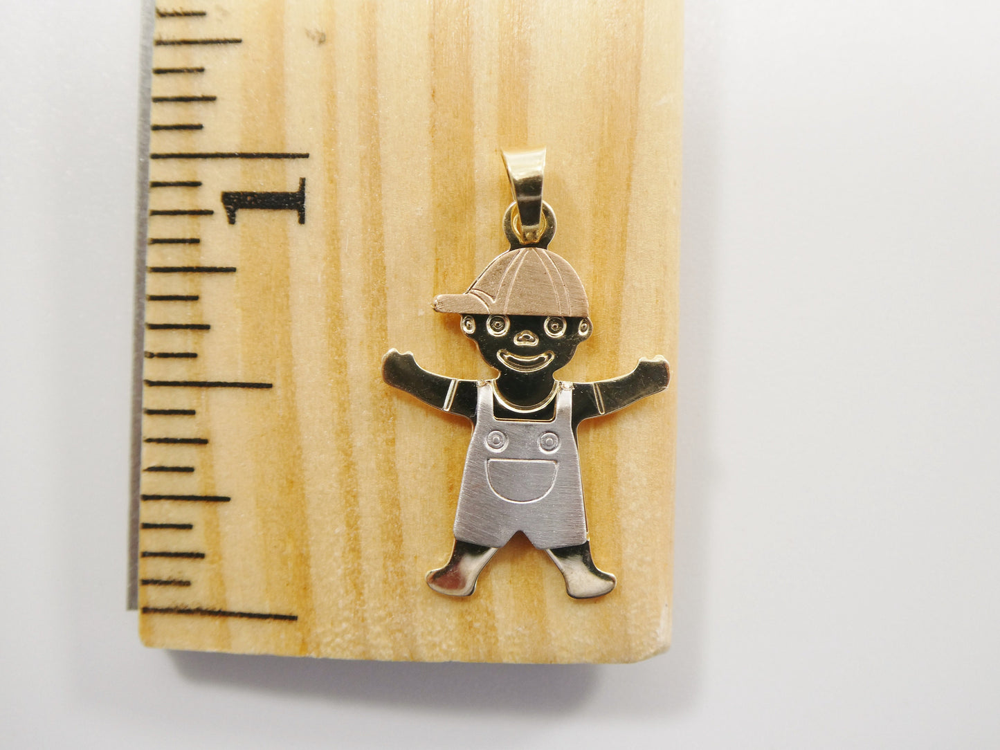 14k real solid yellow gold tri color small boy girl charm pendent
