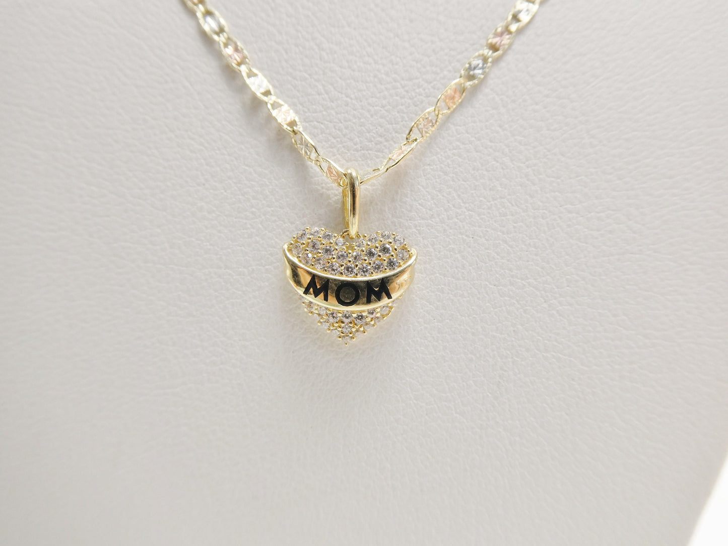 10k real solid yellow gold mom pendent and 16 inch Valentino necklace