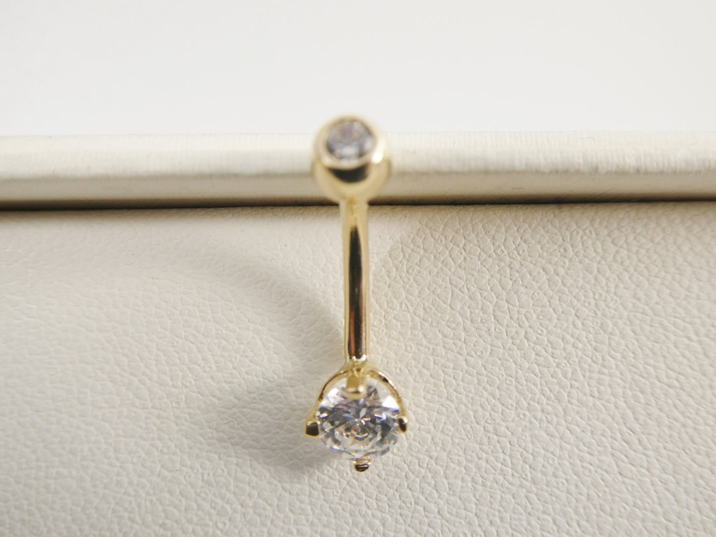14k real solid yellow gold 5mm stone dangling belly button ring piercing