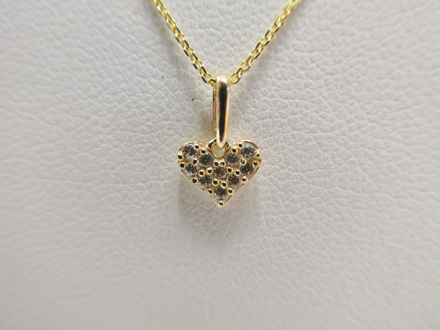 14k real solid yellow gold small heart pendent and cable necklace